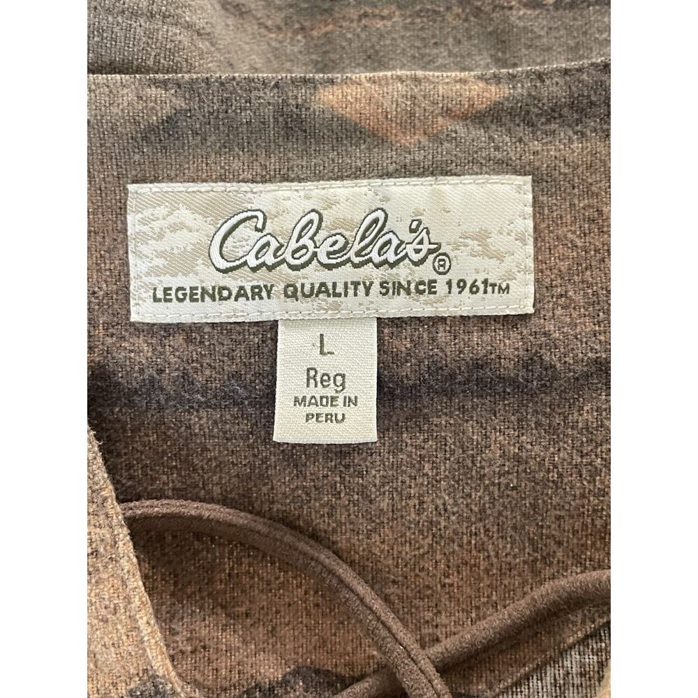 Cabelas Horse Aztec Lace Up Flannel Womens Size L Western Southwest Pullover - Picture 8 of 10